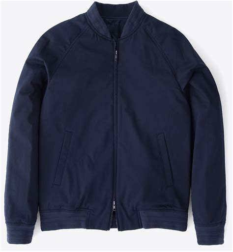 Navy Panama Cotton Bomber Jacket .